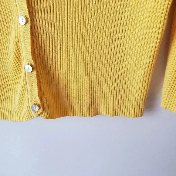 Vintage Y2K Jessica yellow cropped ribbed  cardigan - Picture 5 of 8